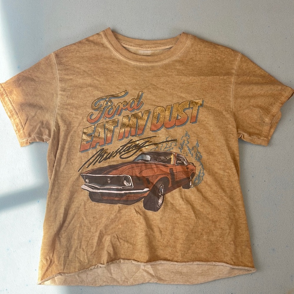 Yellow ford graphic crop tee